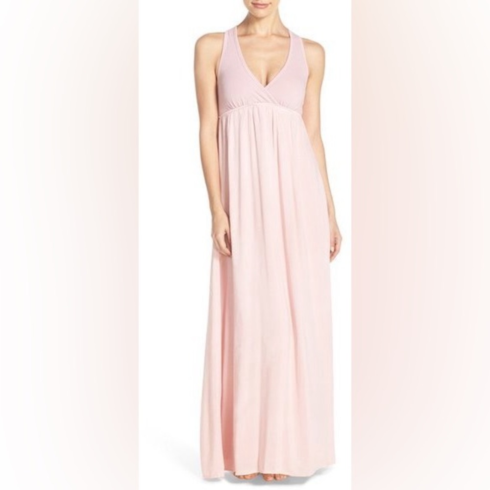 Nordstrom Hard Tail pink halter maxi dress with twisty back size large